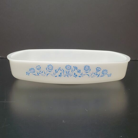 Vtg Federal Oven Proof White Milk Glass Lady Michelle Oblong Loaf Dish - Picture 7 of 10